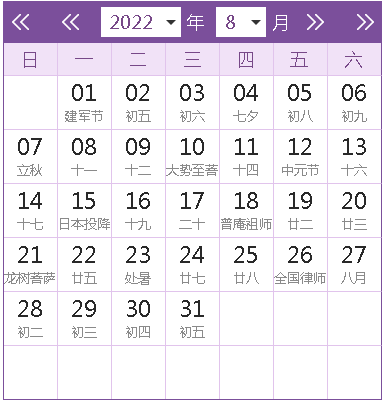 2022全年日历农历表查询（以下表格为日历查询表）(8)