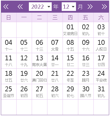 2022全年日历农历表查询（以下表格为日历查询表）(12)