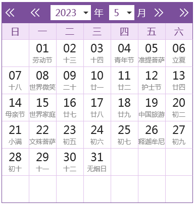 2023全年日历农历表格（日历查询表）(5)